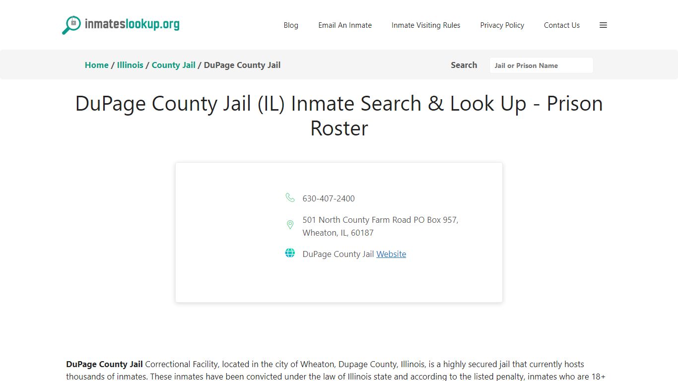 DuPage County Jail (IL) Inmate Search & Look Up - Prison Roster